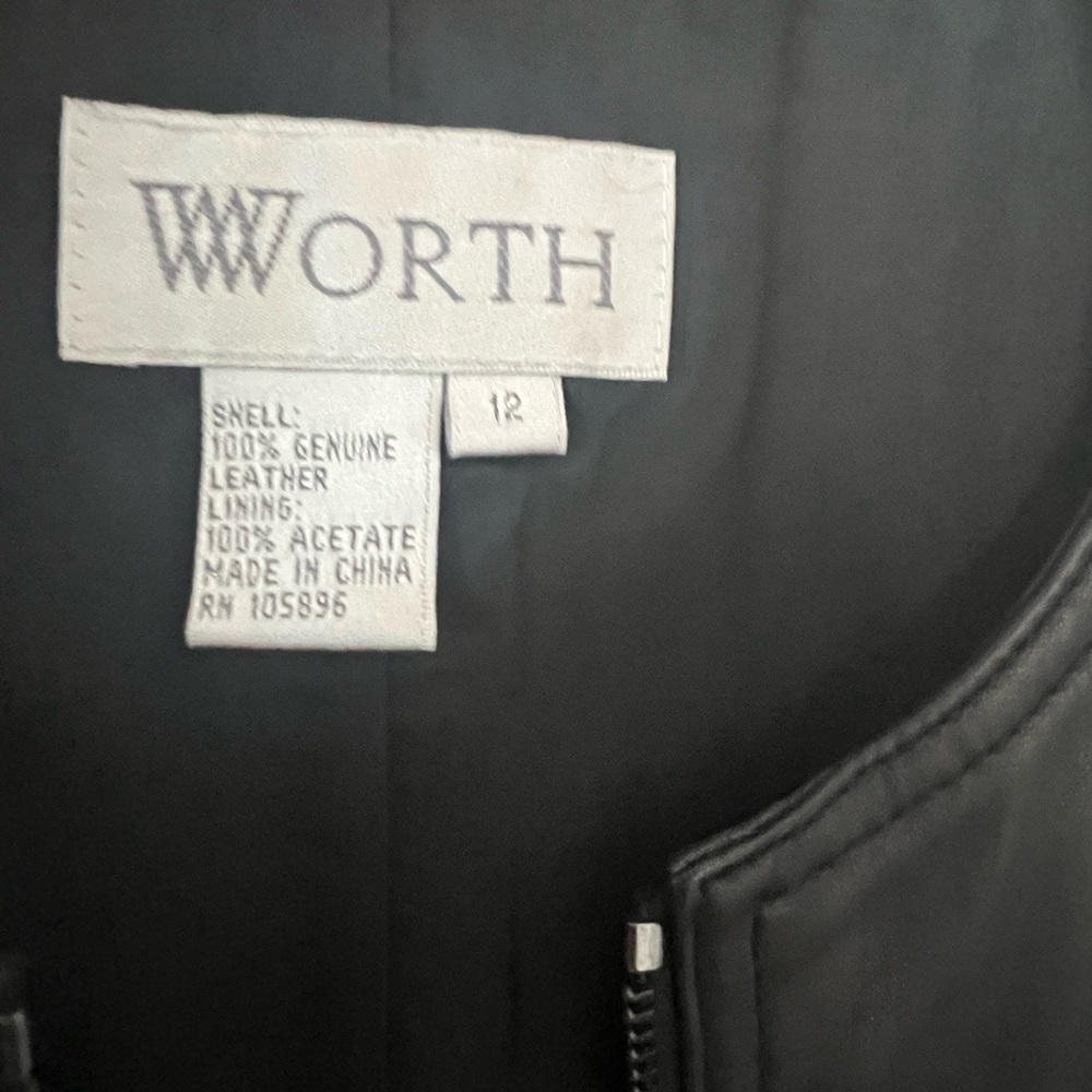 Vintage Worth Front Zip - leather belted dress - Size 12